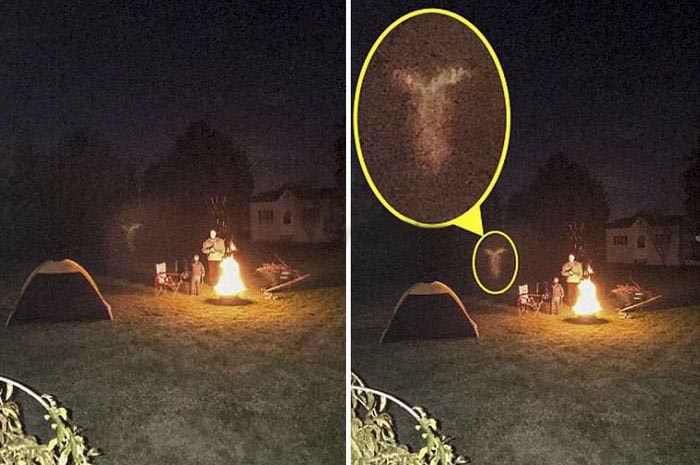 Fotografija anđela koji lebdi pored dečaka