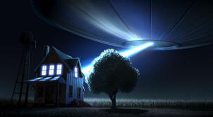 Čvrsta zraka svjetlosti koja izvire iz NLO-a